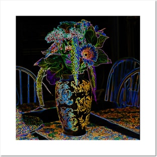 Black Panther Art - Flower Bouquet with Glowing Edges 2 Posters and Art